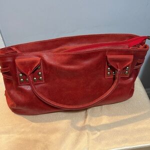 Red Studded Tote Bag